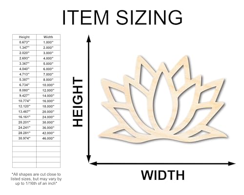 Unfinished Wood Lotus Flower Shape - Craft - up to 36" 4" / 1/4" 24 Hour Crafts