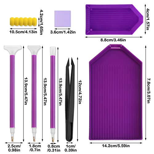 Cobee 25 Pcs 5D Diamond Painting Accessory Set - No Wax Needed Self Stick Drill Diamond Pens+ Tweezers + Small Diamond Storage Trays + Rhinestones Cobee