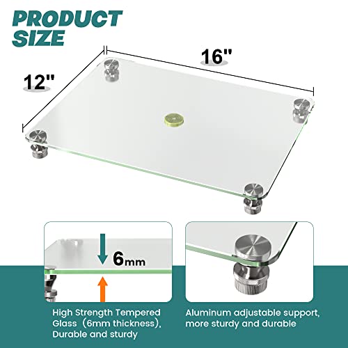 Nelyrho Glass Leveling Board for Resin, 16''x 12'' Adjustable Precision Leveling Table for Resinate, Leveling Epoxy Resin Accessories, Multipurpose Nelyrho