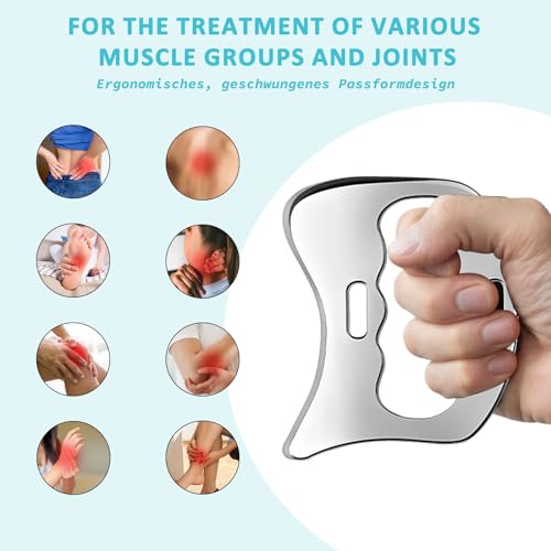 2-in-1 Stainless Steel Gua Sha Muscle Scraper Tool, Myofascial Scraping Tools for Physical Therapy, Lymphatic Drainage Massager, Soft Tissue Massage AICNLY