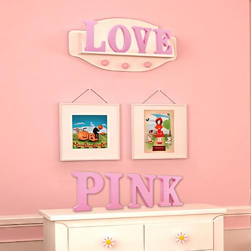 AOCEAN 6 Inch Pink Wood Letters Unfinished Wooden Letters for Wall Decor Decorative Standing Letters Slices Sign Board for Crafts Christmas AOCEAN