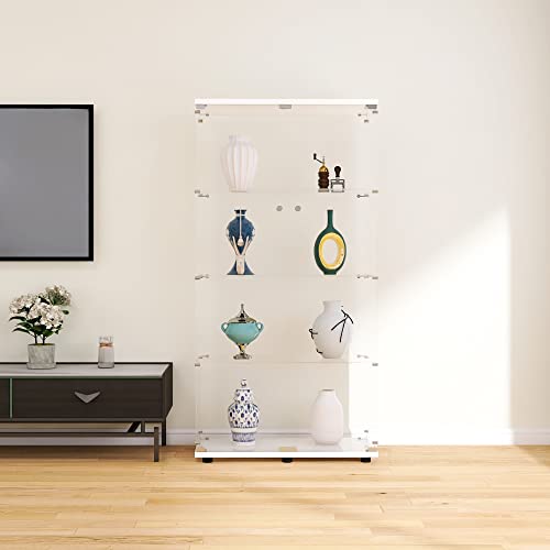 Beauty4U Elegant White Glass Display Cabinet with 4 Shelves and 2 Doors Beauty4U