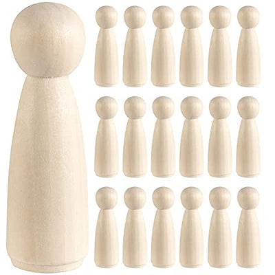 HOIGON 30 PCS 3.5 Inch Wooden Peg Dolls, 90mm Unfinished Angel Girl Wooden Peg Doll People, Wooden Figures Peg Doll Body for Crafts, Wedding, Cake
