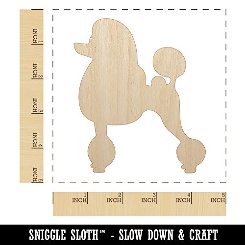 Standard Poodle Dog Solid Unfinished Wood Shape Piece Cutout for DIY Craft Projects - 1/4 Inch Thick - 4.70 Inch Size Sniggle Sloth
