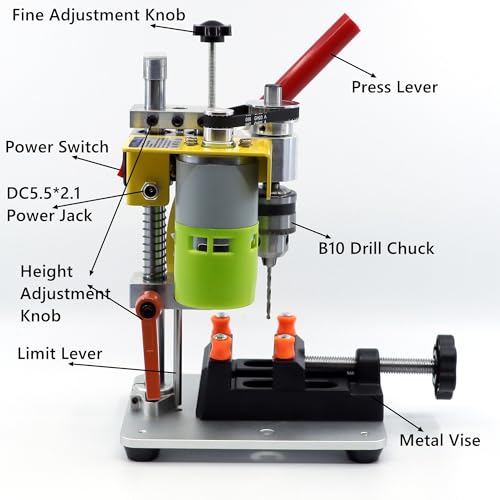 NovelLife Mini Drill Press Precision Benchtop Drilling Machine Elecric Portable Table Driller CNC 795 Motor B10 Chuck Metal Wooden DIY Jewelry Making NovelLife