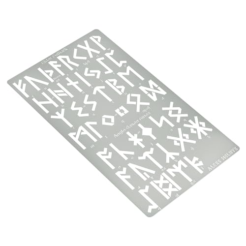Aleks Melnyk No.483 Metal Stencil, Elder Futhark and Anglo-Saxon Runes 0.8in, Ancient Alphabet, Sigil Magic Alphabet Stencil 1 PC, Template Wood Aleks Melnyk