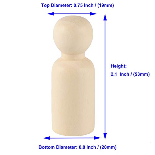 KOHAND 150 Pack Unfinished Wooden Peg Dolls, Natural Wooden Peg Doll Body, Wooden Peg Doll People for DIY Crafts, Wedding,Home Party Decoration KOHAND