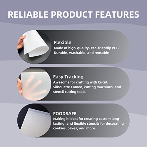 20 Pack 7.5mil Mylar Sheets, 12 X 12 Inch Stencil Paper for Cricut, Laser Cutting, Template Plastic for Quilting, Blank Plastic Sheets for Crafts, Gnomeshgh