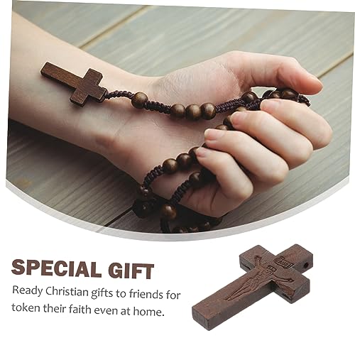 TEHAUX 100pcs Charm Holder for Necklace Locket for Men Necklace Pendant Religion Necklace Unfinished Wood Cross Crosses for Men Church Bible Supplies TEHAUX