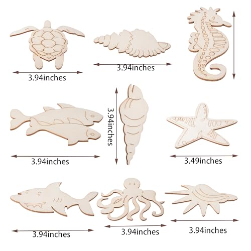 Unfinished Blank Wooden Cutouts Craft for Kids,Suit for Children's Painting DIY Room Decoration Gift Giving Surprise (54Ocean) Jsehchya