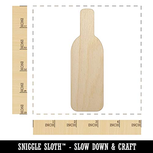 Wine Bottle Solid Unfinished Wood Shape Piece Cutout for DIY Craft Projects - 1/4 Inch Thick - 4.70 Inch Size Sniggle Sloth