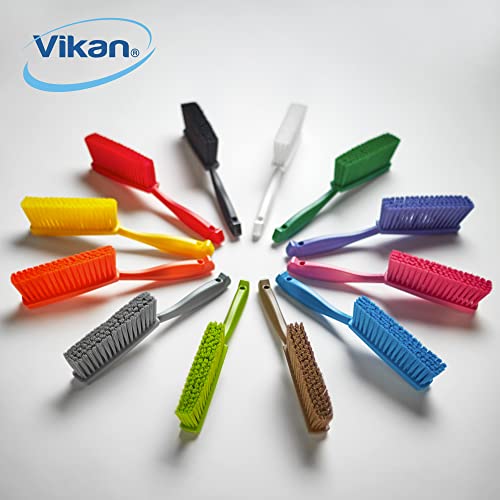 Vikan 45876 Bench Cleaning Brush, Polypropylene/Polyester Soft Bristle Dustpan Brush & Sweeper With Handle, 14-Inch, Yellow Vikan