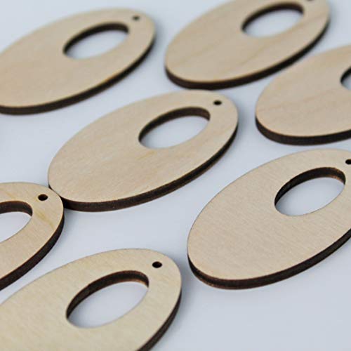 ALL SIZES BULK (12pc to 100pc) Unfinished Wood Wooden Laser Cutout Oval with cut out Dangle Earring Jewelry Blanks Charms Shape Crafts Made in Texas Texan Wood Crafts