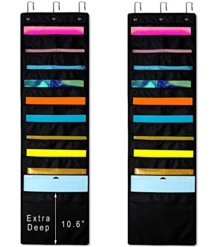 ZENXUS Hanging Organizer, 12x12 Paper Storage, Deep Pocket Vinyl Holder, for Cardstock, Scrapbook, Craft Paper, Cut Mat, 6 Door Hooks Included, ZENXUS