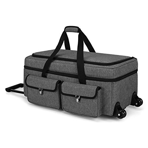 Yarwo Rolling Craft Tote Bag with Wheels Compatible for Cricut Maker, Maker 3, Explore Air 2, Cameo 4, Double Layers Carrying Case for Die Cut Yarwo