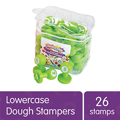 Colorations Alphabet Dough Stampers Set, Lowercase Letters, 26 Letter Stamps for Toddlers & Preschool Kids, Learn ABC & Spelling, Play Dough Creative Colorations