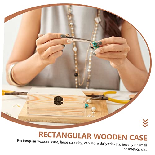 VILLCASE 2pcs Small Treasure Chest Unfinished Wood Crafts Unpainted Wooden Boxes Unfinished Wooden Craft Boxes Blank Wooden Boxes Portable Jewelry VILLCASE