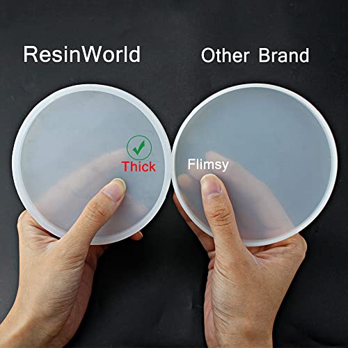 ResinWorld 4 Pack 4 inches Round Coaster Molds, Thick Coaster Silicone Molds for Resin Casting, Geode Agate Silicone Coaster Epoxy Casting Mold ResinWorld