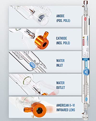 OMTech 40W CO2 Laser Tube for Laser Engraver & Cutter Machine, 720mm 50mm Dia Laser Cutter Tube with Borosilicate Glass 6000hr MTTF, Laser Cutting OMTech