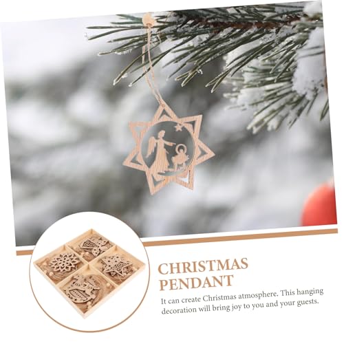 Unomor 16pcs Christmas Ornaments Predrilled Unfinished Wood Cutout Christmas Wood Ornament Unfinished Wood Cutouts Christmas Tree Decorations Wooden Unomor