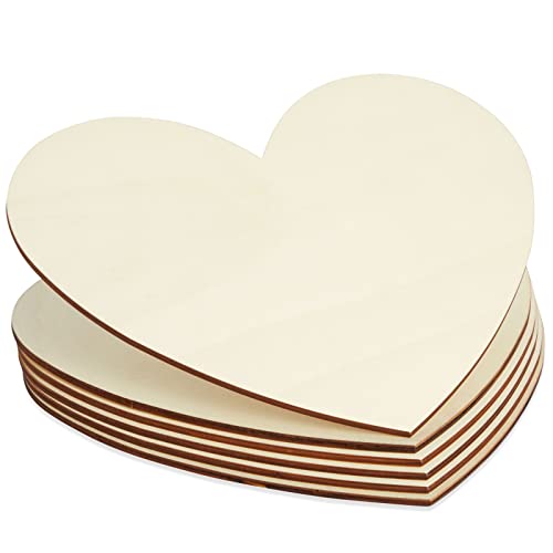 12 Inch Unfinished Wooden Hearts for Crafts, DIY Holiday Decor (6 Pack) Juvale