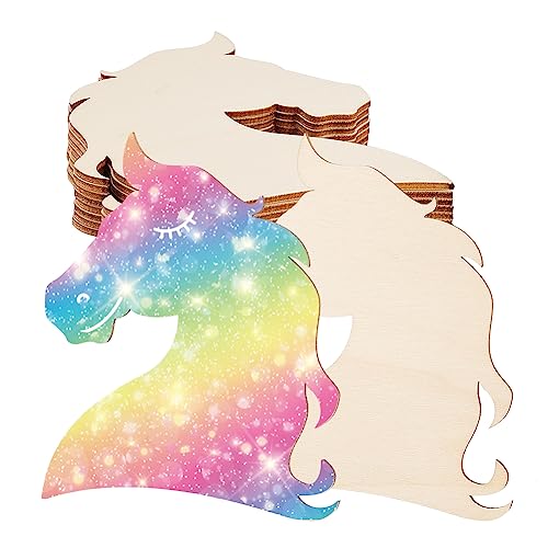 OLYCRAFT 10pcs Unfinished Wood Horse Blank Wood Slices Horse Shape Wooden Pieces Unfinished Blank Slices Natural Wood Cutouts for DIY Project OLYCRAFT