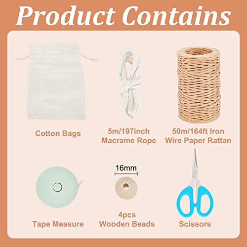 WEBEEDY Basket Weaving Kits DIY Mini Rattan Bucket Bag Handwoven Cross Body Straw Shoulder Bag for Women Girls Beach Travel Shopping Trip WEBEEDY