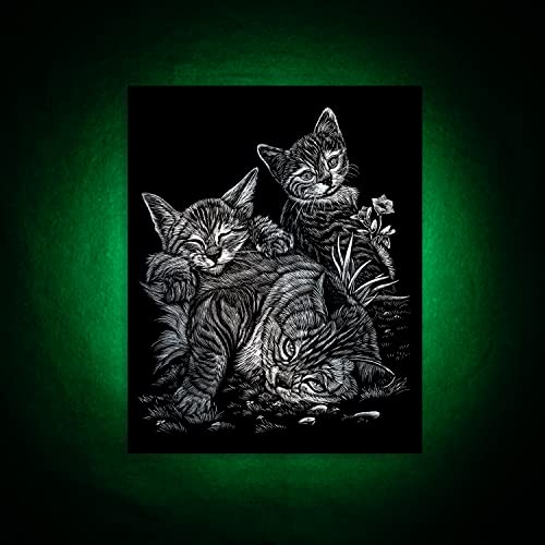 Royal and Langnickel Silver Engraving Art, Tabby Cat and Kittens Royal & Langnickel