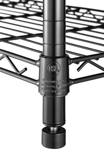 Whitmor Supreme Tier Shelving 5 Adjustable Shelving-500 Pound Weight Capacity Per Shelf-Leveling Feet, 18" x 48" x 74", Black Whitmor