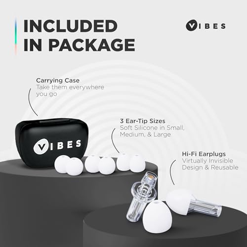 Vibes High Fidelity Ear Plugs - Invisible Earplugs for Music Concerts, Musicians, Motorcycles, Airplanes, Raves, and Work - Noise Reduction and VIBES