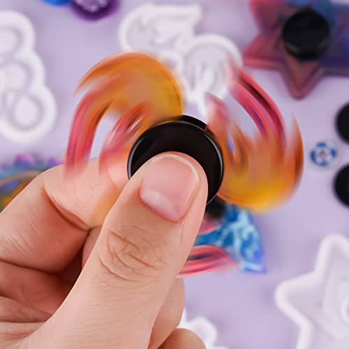 NiArt Fidget Finger Spinner DIY Epoxy Resin Casting Silicone Mold Kit 5 Molds with 10 Bearings Set, Stress Reliever Hand Fidget Toy Gift for Kids and NiArt