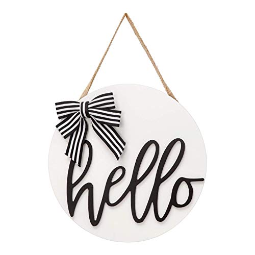 3 Pieces Wood Circles Sign for Crafts Unfinished Blank Wooden Slices Wood Hanging Sign Front Door Decor with Twine,Decoration Bow and Transparent MixTeach