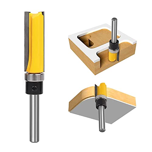 TOOLDO Pattern Flush Trim Bit 4 Pcs Router Bits,Top Bearing Flush Trim Bits Set,1/4 Inch Shank ,Cutting Length 1/2", 3/4", 1", 1-1/2" TOOLDO