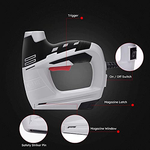 KeLDE Electric Staple/Nail Gun Kit, Braid Nailer, 120V Corded Power Stapler Set, Includes 900pcs T50 Staples and 300pcs 15mm Nails KeLDE