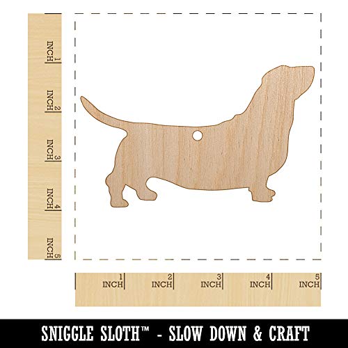 Basset Hound Dog Solid Unfinished Craft Wood Holiday Christmas Tree DIY Pre-Drilled Ornament Sniggle Sloth