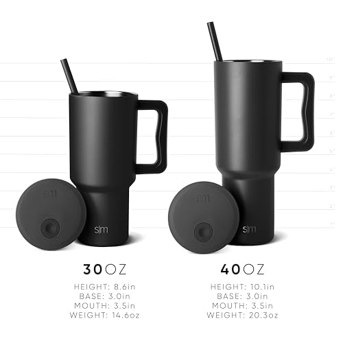 Simple Modern 40 oz Tumbler with Handle and Straw Lid | Insulated Cup Reusable Stainless Steel Water Bottle Travel Mug Cupholder Friendly | Gifts for Simple Modern