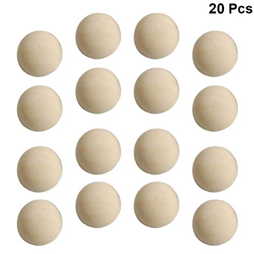 SUPVOX 20pcs Split Wood Balls Unfinished Half Wooden Balls to Paint DIY Christmas Ornament Crafts 40mm SUPVOX