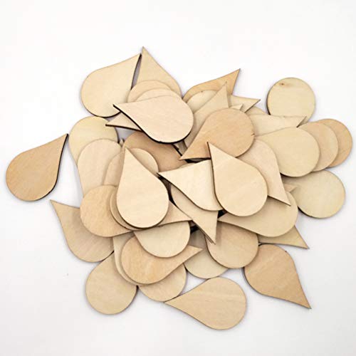 SUPVOX 100pcs Unfinished Drop Shape teardrops Wood Slices DIY Paint Decorate SUPVOX