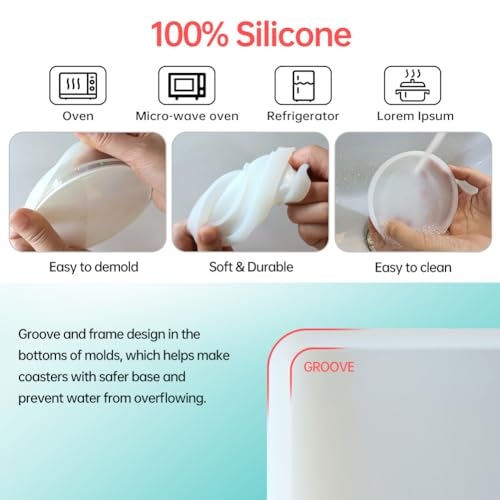 Midnadiy 8 Pcs Thickened Resin Coaster Molds - Large Round Square Silicone Coaster Molds for Epoxy Resin, DIY Crafts, Home Decor, Gifts - Durable and Midnadiy