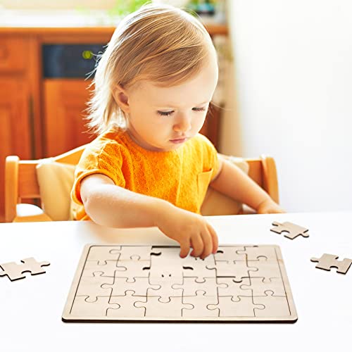 9 Sheets Unfinished Wood Puzzles Blank Puzzle Pieces Wooden Jigsaw Puzzles Freeform Things to Paint, Write and Draw On, Make Your Own Puzzle for Kids Deekin