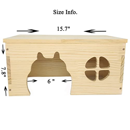 Wooden Guinea Pig Hideout, Chinchilla House, Baby Rabbit House, Dwarf Bunny Hut Hideout Wood, Small Animal Hideout for Rats, Hedgehog CAREUPET