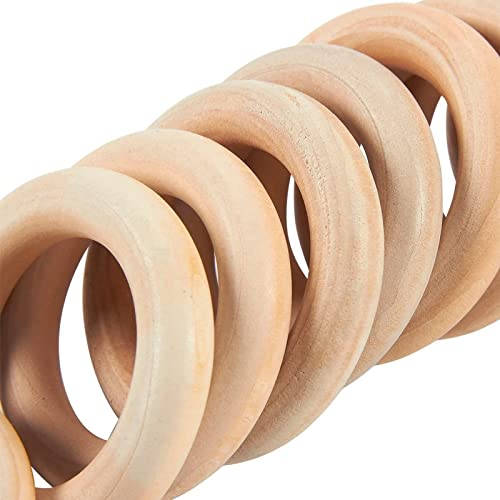 20 Pack Unfinished Natural Wood Rings for Crafts, Macrame Projects, Jewelry Making, DIY Pendant Connectors (2.1 in) Juvale