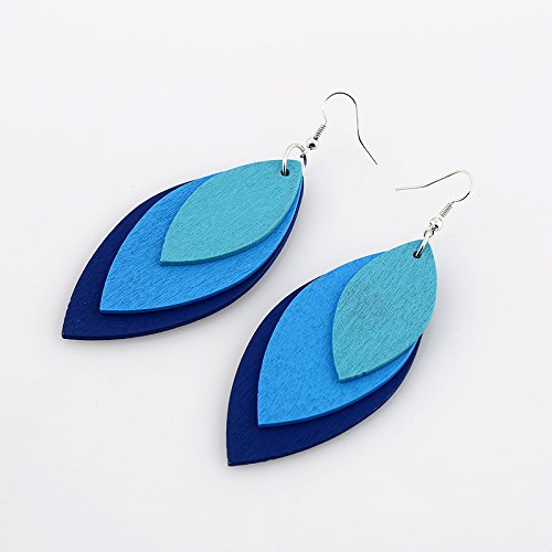 30PCS Leaf Shape Unfinished Wood Earring Blanks Pendant Laser Cut Wood Shapes (Natural, 50mm, 40mm, 30mm) NUORUI