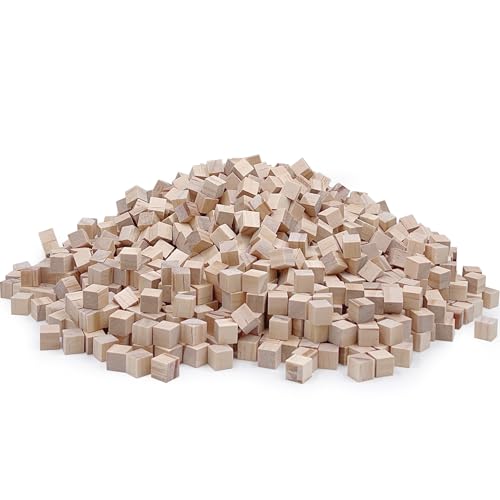 Wood Cubes for Crafts, 1 cm Wooden Blocks, 300 Pcs Natural Wooden Blocks, Unfinished Wood Crafts Wood Square Blocks for Arts and DIY Projects Puzzle SPKESE