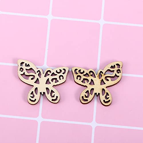 MILISTEN 50pcs Unfinished Wood Crafts Slices Wood Butterfly Shape Craft Wood Embellishments Wooden Butterfly for Crafts Wooden Wedding Cutouts Wood Milisten