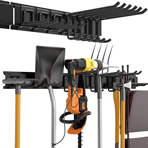 INCLY Garage Tool Organizer Wall Mount, 48 Inch Garden Yard Tools Wall Storage, Adjustable Heavy Duty Steel Garage Organization System with 3 Racks & INCLY