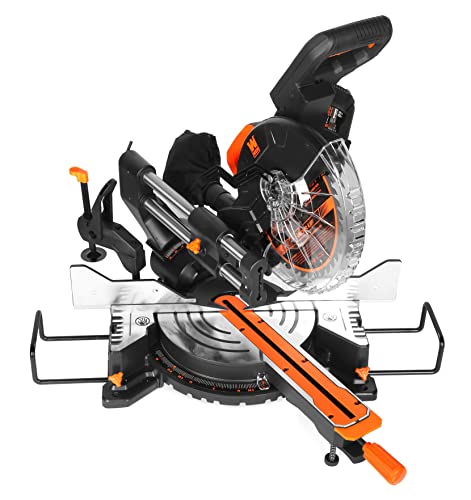 WEN MM1015 15-Amp 10-Inch Dual Bevel Sliding Compound Miter Saw with LED Cutline Multi-color WEN