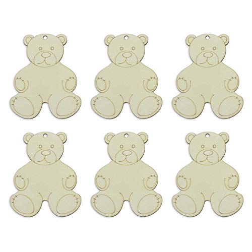 Lilyzhu 20-Pack Wooden Bear Shaped Cutouts Hanging Wood Sign for DIY Crafts (3.2 x 3.8 x 0.1 in) Lilyzhu