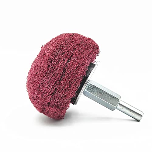5PCS Non Woven Abrasive Buffing Wheels Polishing Wheel Drill Attachment Set, 2 Inch Scouring Pads Abrasive Mushroom Wheel Polishing Wheel with 1/4" Banmo Abrasive