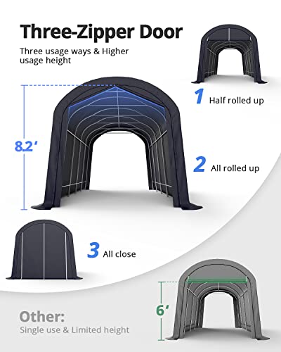 KING BIRD 12' x 20' Oval Pipe Heavy Duty Carport for SUV, Full-Size Truck and Boat, Round Style Anti-Snow Car Canopy Outdoor Boat Shelter with KING BIRD